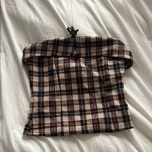 Chic Plaid Tube Top with Bow